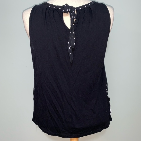 Black sleeveless pleated polka dot blouse - Picture 2 of 3